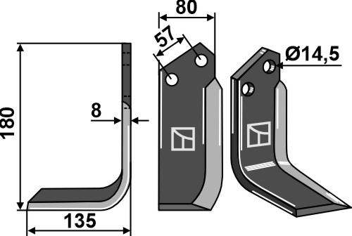 IHOF Fräsmesser 180x80mm, links