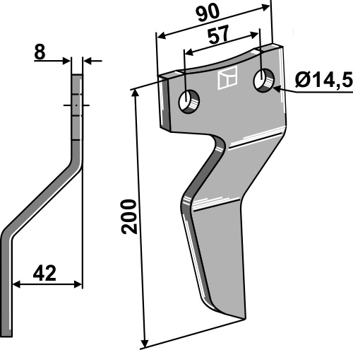IHOF Rotorzinken 200x90mm, links