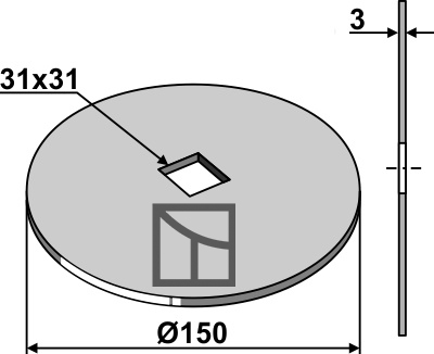 IHOF Ausgleichscheibe für 28x28 und 30x30 Vierkantwellen