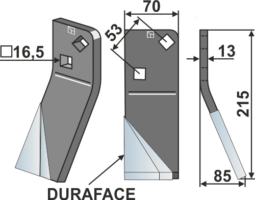 IHOF Rotorzinken DURAFACE 215x70mm, rechts