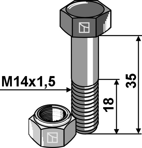 IHOF Sechskantschraube M14x1,5x35 mit Sicherungsmutter