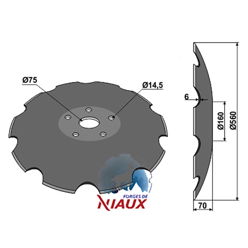 Landwirtschaft Bodenbearbeitung Scheibeneggen Scheibe mit flachem Ansatz gezackt Niaux