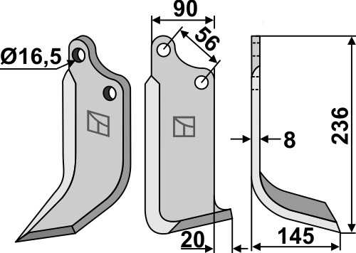 IHOF Fräsmesser 236x09mm, rechts