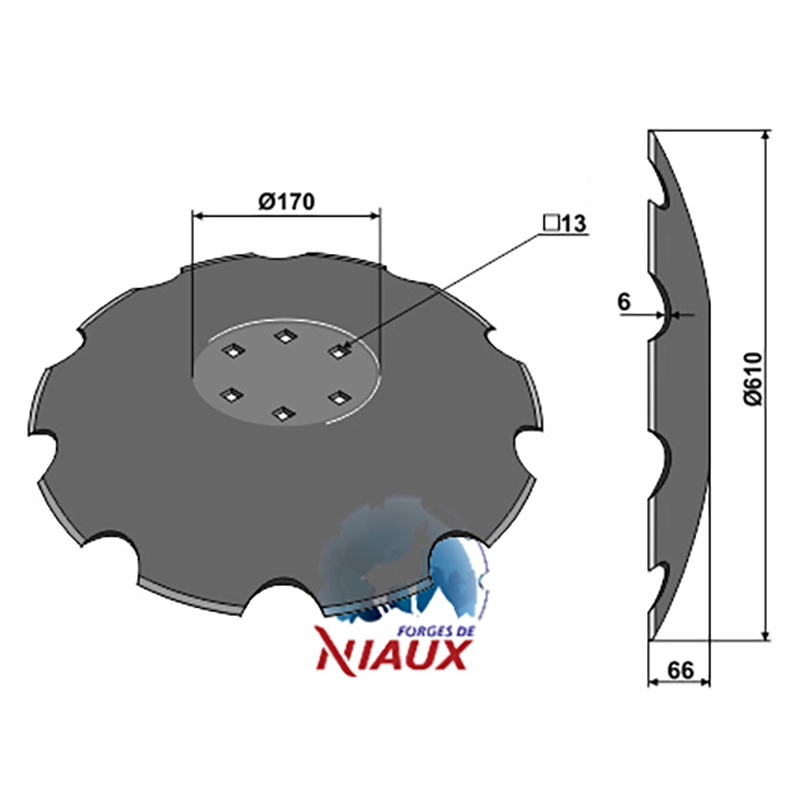 Landwirtschaft Bodenbearbeitung Scheibeneggen Scheibe mit flachem Ansatz gezackt Lemken|Niaux
