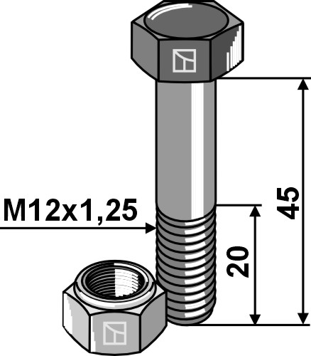 IHOF Sechskantschraube M12x1,25X45 mit Sicherungsmutter