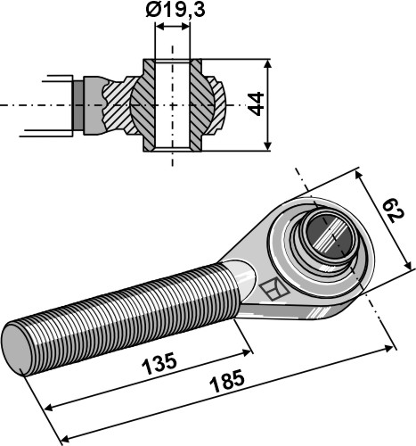 IHOF Spindel M24x3 mit gehärteten Kugelaugen