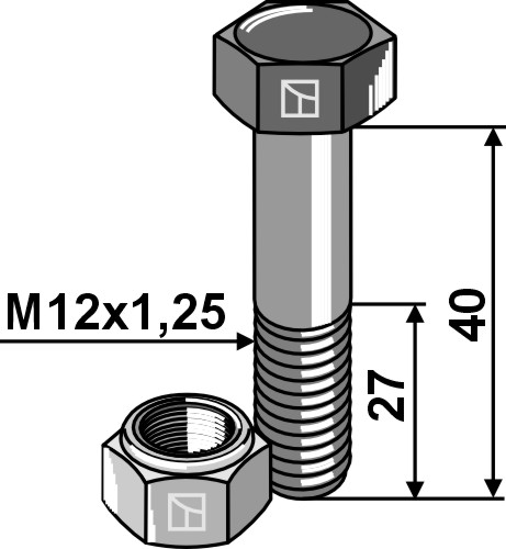 IHOF Sechskantschraube M12x1,25x40 mit Sicherungsmutter