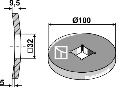 IHOF Vorschweißring für 28x28 und 30x30 Vierkantwellen