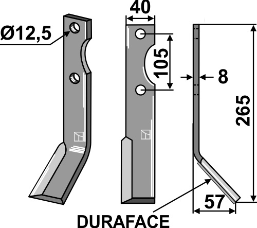 IHOF Fräsmesser DURAFACE 265x40mm, rechts