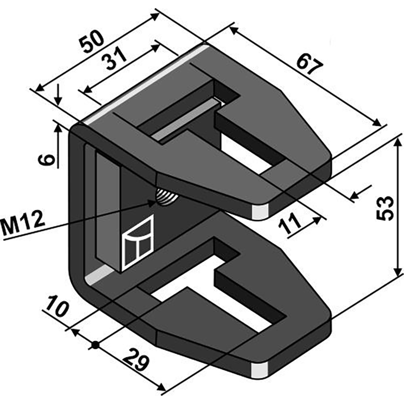 Landwirtschaft Bodenbearbeitung Grubber Schare & Leitbleche Klemme 64mm