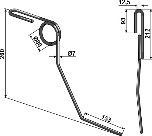 IHOF Torsionstriegelzinken Ø7mm - rechts