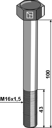 IHOF Sechskantschraube M16x1,5x100 ohne Mutter