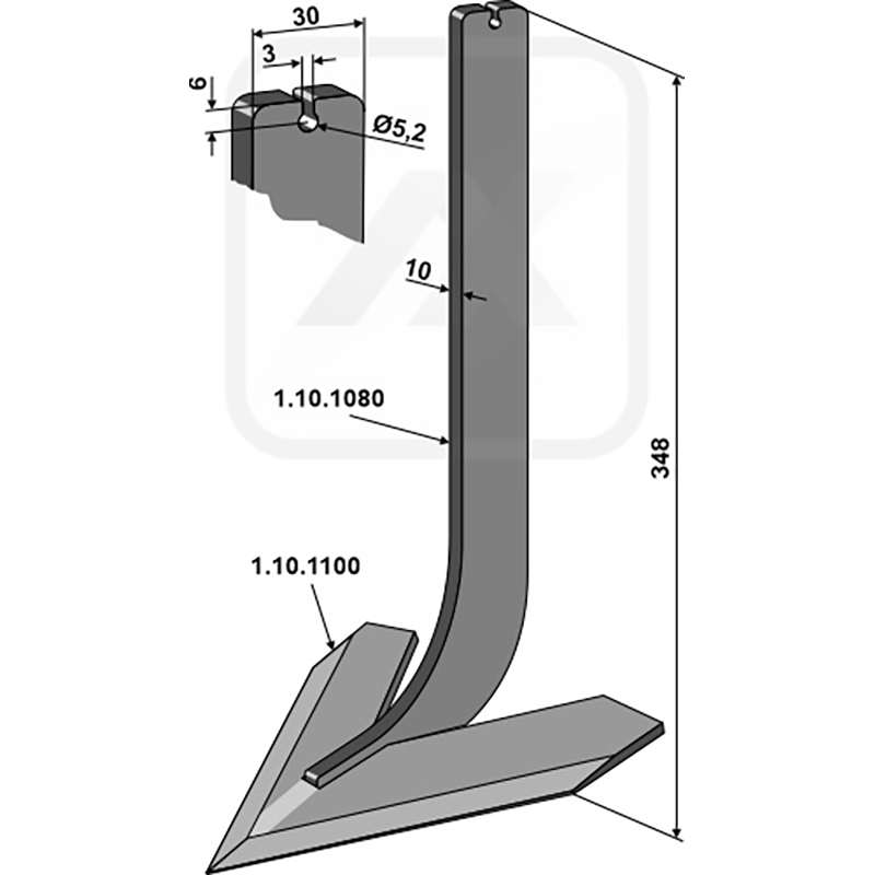 Landwirtschaft Bodenbearbeitung Grubber Schare & Leitbleche Stiel mit Schar 160mm Steketee