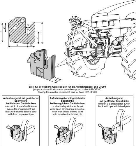 IHOF Halb-Automatik Aufnahmegabeln für Fronthydraulik- Kat. ll