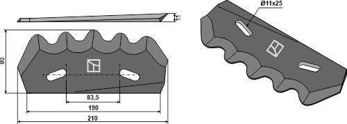IHOF Futtermischwagenmesser - Hartmetallbeschichtet, links