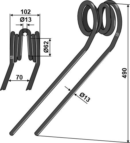 IHOF Striegelzinken Ø13mm, links