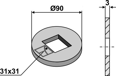 IHOF Ausgleichscheibe für 28x28 und 30x30 Vierkantwellen