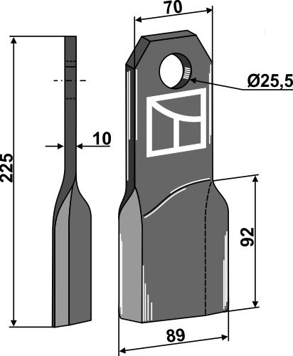 IHOF Mulchmesser 225x70mm, rechte Ausführung