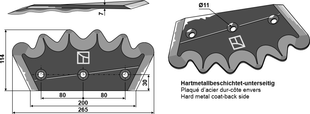 IHOF Futtermischwagenmesser - Hartmetallbeschichtet, links