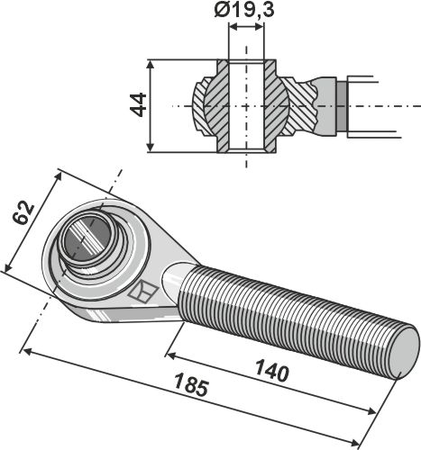 IHOF Spindel mit gehärteten Kugelaugen M30x3,5