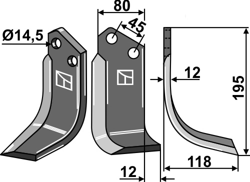 IHOF Fräsmesser 195x80mm, rechts