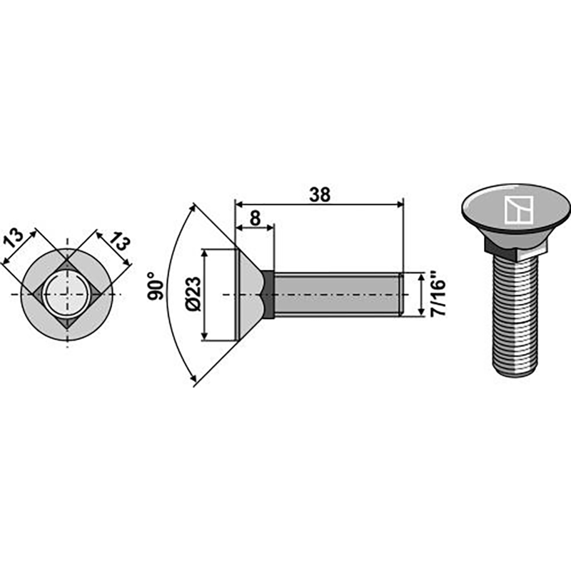 Landwirtschaft Bodenbearbeitung Grubber Schare & Leitbleche Pflugschraube 7/16"x38