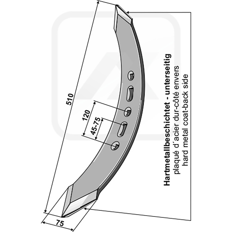 Landwirtschaft Bodenbearbeitung Grubber Schare & Leitbleche Gedrehtes Schar - Ausführung links Amazone / BBG