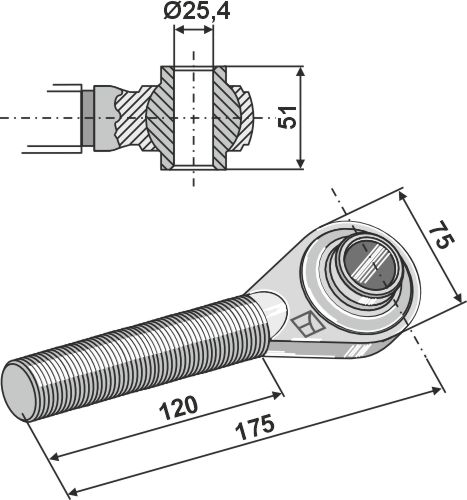 IHOF Spindeln M27x3 mit gehärteten Kugelaugen