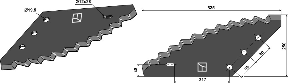 IHOF Futtermischwagenmesser, rechts - Hartmetallbeschichtet