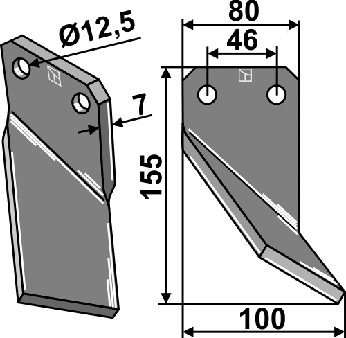 IHOF Rotorzinken 155x80mm, rechts