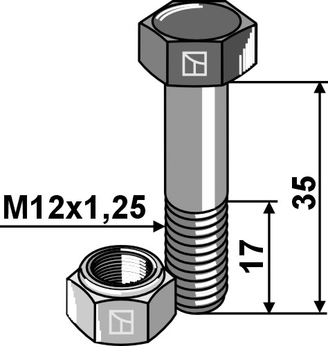 IHOF Sechskantschraube M12x1,25x35 mit Sicherungsmutter