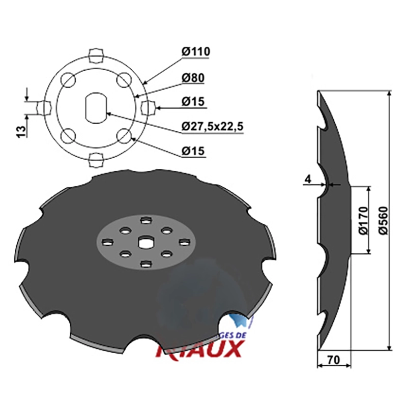 Landwirtschaft Bodenbearbeitung Scheibeneggen Scheibe mit flachem Ansatz gezackt Agrisem|Niaux