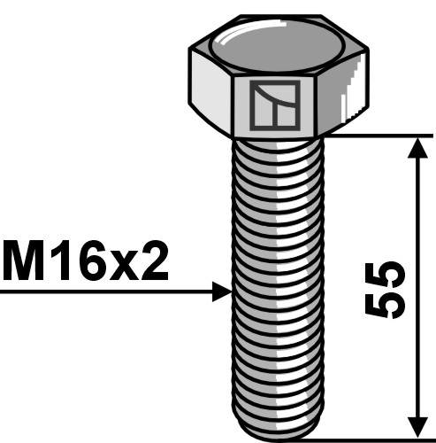 IHOF Sechskantschraube M16x2x55 ohne Mutter - Verzinkt