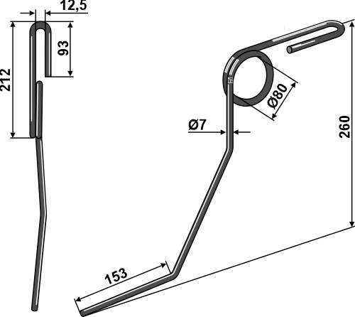 IHOF Torsionstriegelzinken Ø7mm - links