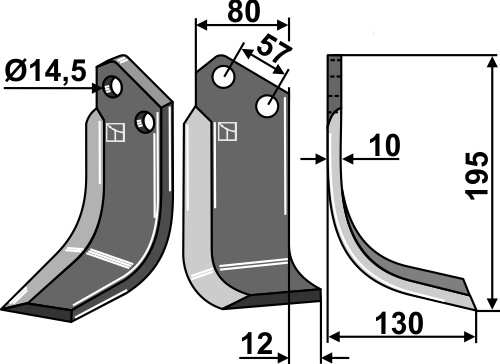 IHOF Fräsmesser 195x80mm, rechts