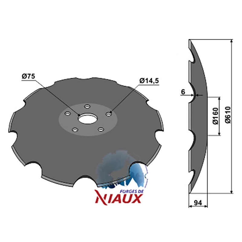 Landwirtschaft Bodenbearbeitung Scheibeneggen Scheibe mit flachem Ansatz gezackt Niaux