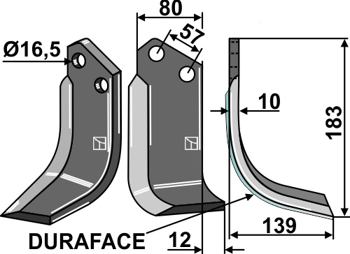IHOF Fräsmesser DURAFACE 183x80mm, rechts