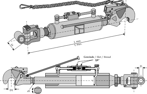 IHOF Hydraulischer Oberlenker mit Fanghaken und Gelenkopf