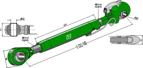 IHOF Oberlenker mit Fanghaken und Spindel M36x4