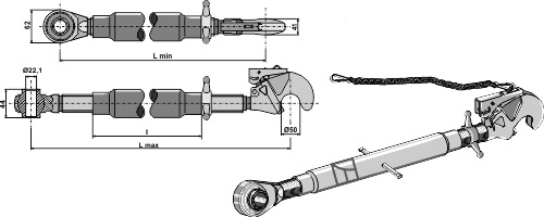 IHOF Oberlenker mit Fanghaken und Spindel M30x3,5