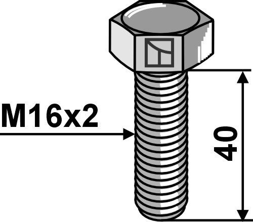 IHOF Sechskantschraube M16x2x40 ohne Mutter - Verzinkt