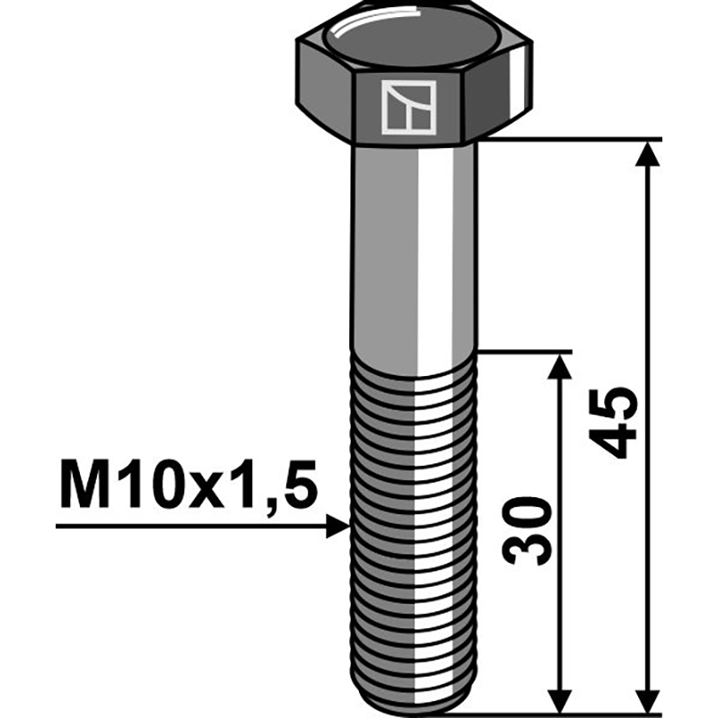 Landwirtschaft Bodenbearbeitung Grubber Schare & Leitbleche Sechskantschraube M10x1,5x45 931-8.8 ohne Mutter