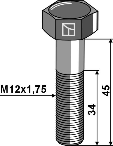 IHOF Sechskantschraube M12x1,75x45 ohne Mutter