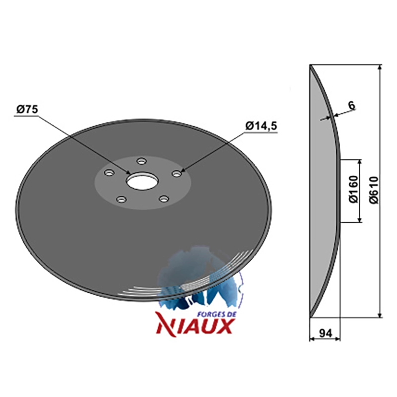 Landwirtschaft Bodenbearbeitung Scheibeneggen Scheibe mit flachem Ansatz glatt Niaux