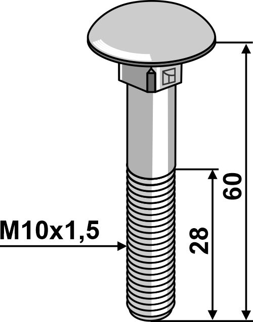 IHOF Flachrundschraube M10x1,5x60 verzinkt ohne Mutter