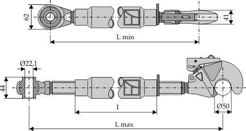IHOF Oberlenker mit Fanghaken und Spindel M30x3,5