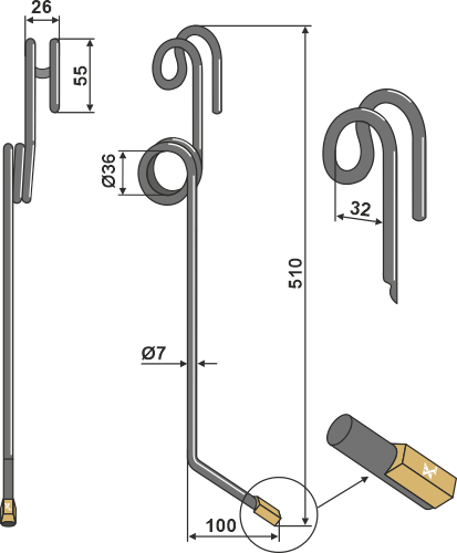 IHOF Striegelzinken Ø7mm - Hartmetall