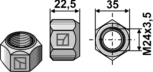 IHOF Ganzmetallmutter mit Klemmteil M24 - DIN 6925verz. 8.8