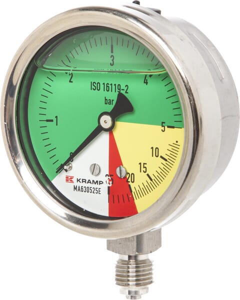 Manometer Ø63mm 0-5-20-25 1/4" BSP  Anschluss unten MA630525E