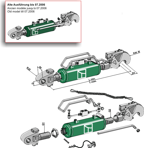 IHOF Hydraulischer Oberlenker mit Fanghaken und Gelenkkopf